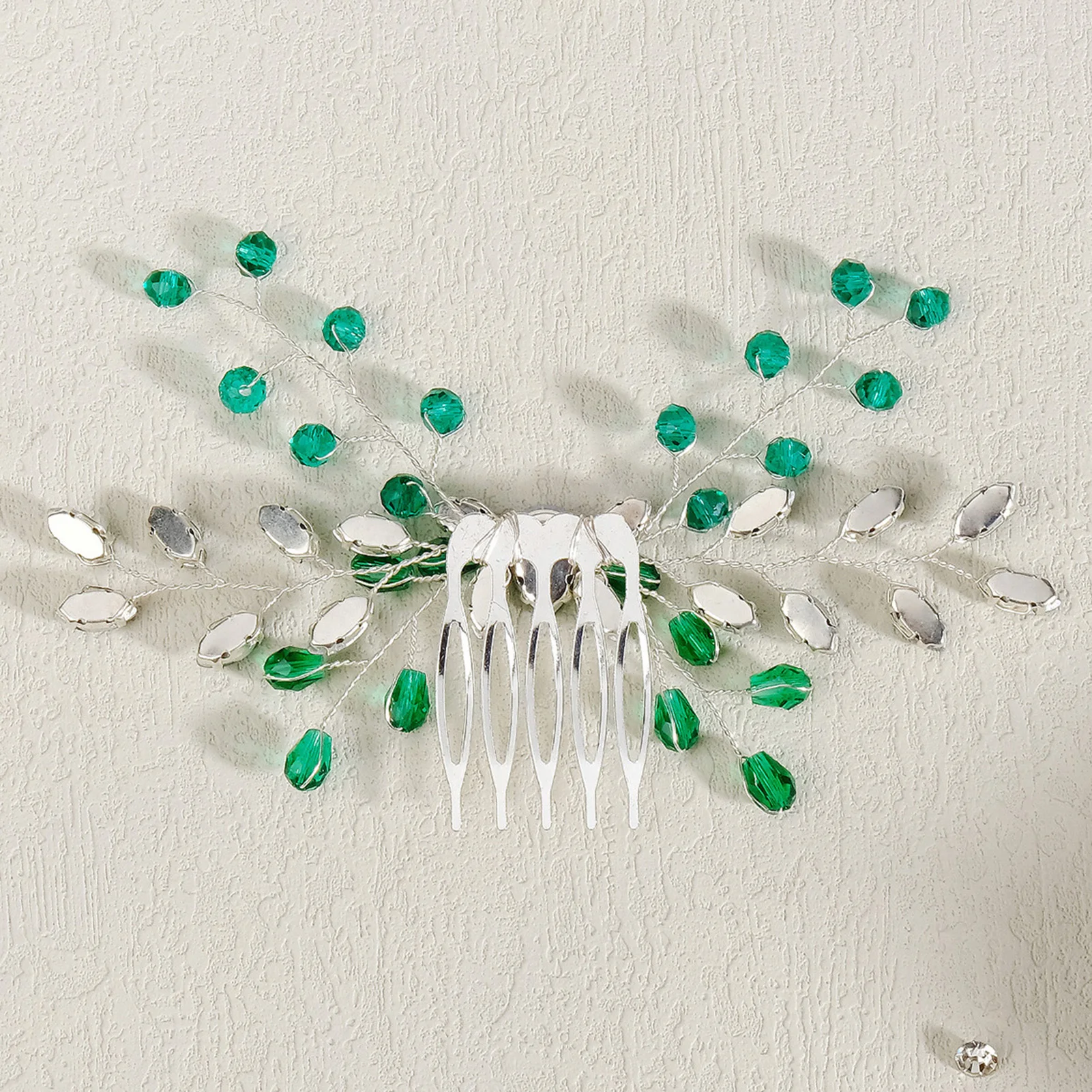 Wedding Hair Comb Tiaras Green Crystal Hairpin Clip Headpiece For Women Wedding Party Hair Ornament Girls Hair Jewelry Crown