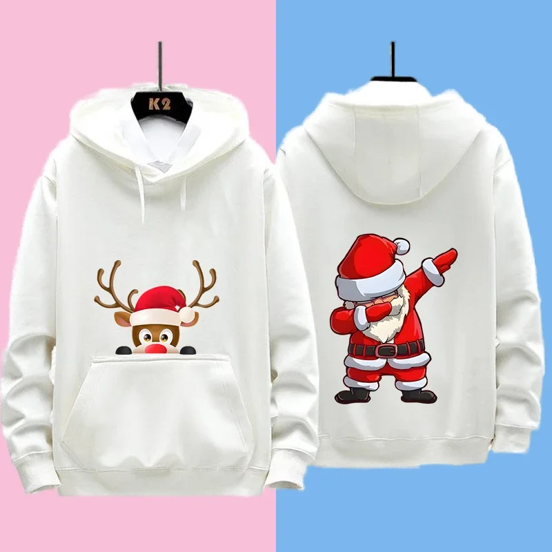 YAGIMI Christmas Family Sweatshirt Cute Deer Print Xmas Sweaters Mother Father Daughter Son Matching Outfit Couple Jersey Tops