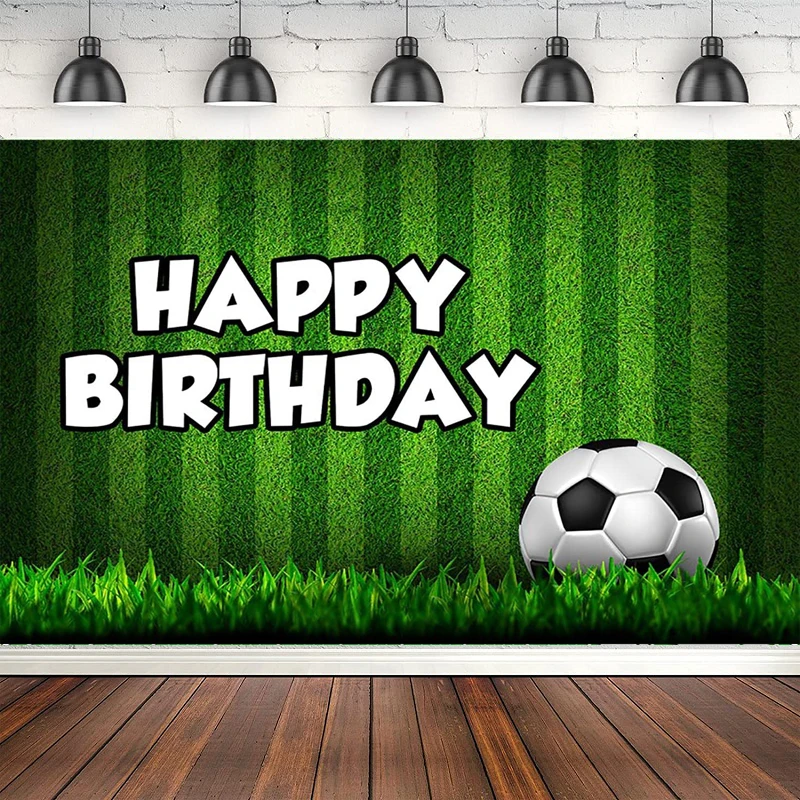 

Photography Backdrop Soccer Theme Birthday Party Decoration Football Banner Football Field Green Grass Stadium Background