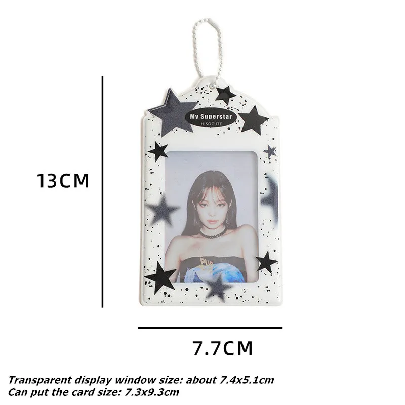 Imagem -05 - Ins Star Print Photocard Titular Chaveiro Kpop Photocards Protector Suporte para Cartão Mini Foto Slides Scrapbook Bolsa Charm Pendant