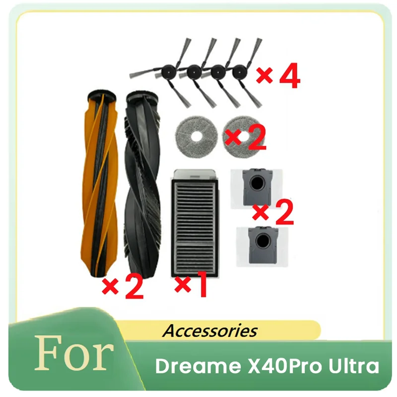 

Акция! 11 шт. для Dreame X40 Pro Ultra, комплект аксессуаров для пылесоса, основная боковая щетка, фильтр, запасные части для швабры