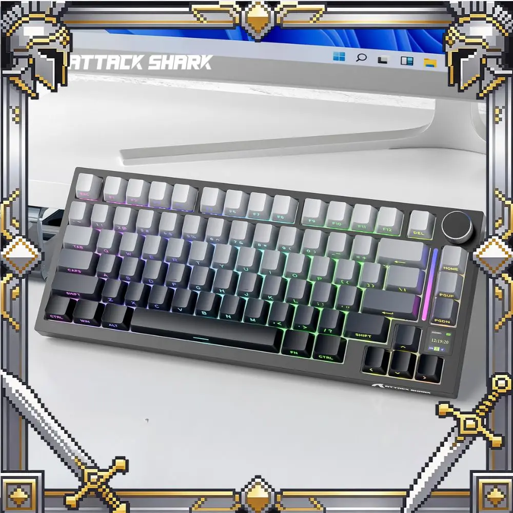 

ATTACK SHARK X820 Ultra Mechanical Keyboard 75% Tri-mode Bluetooth Wireless With CNC Knob Gasket Hot Swap RGB 4000mAh Keyboard