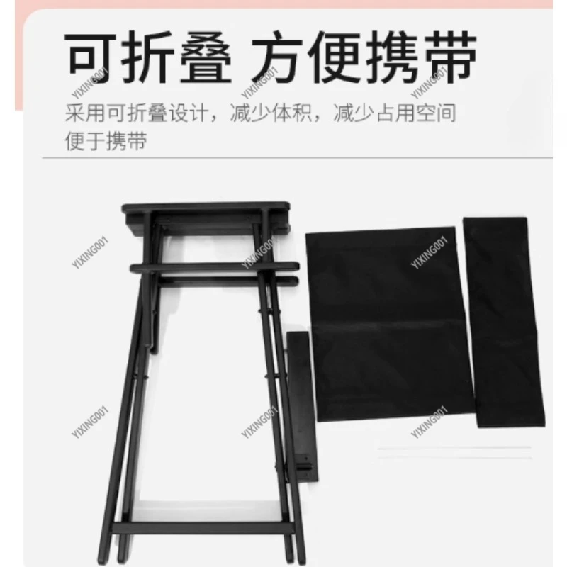 Foldable Aluminum Alloy Makeup Director Chair Portable Headrest Stool for Outdoor Barber Styling