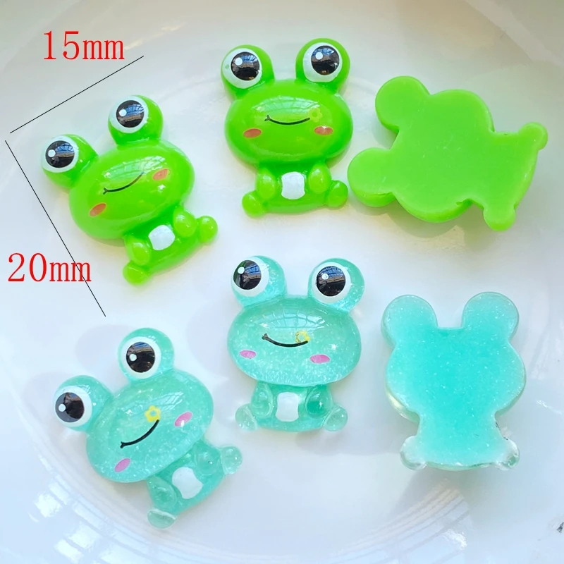 20Pcs New Cute Resin Mini Cartoon Frog Flat Back Cabochon Scrapbook Kawaii Mobile Phone, Nail DIY Embellishments Accessories