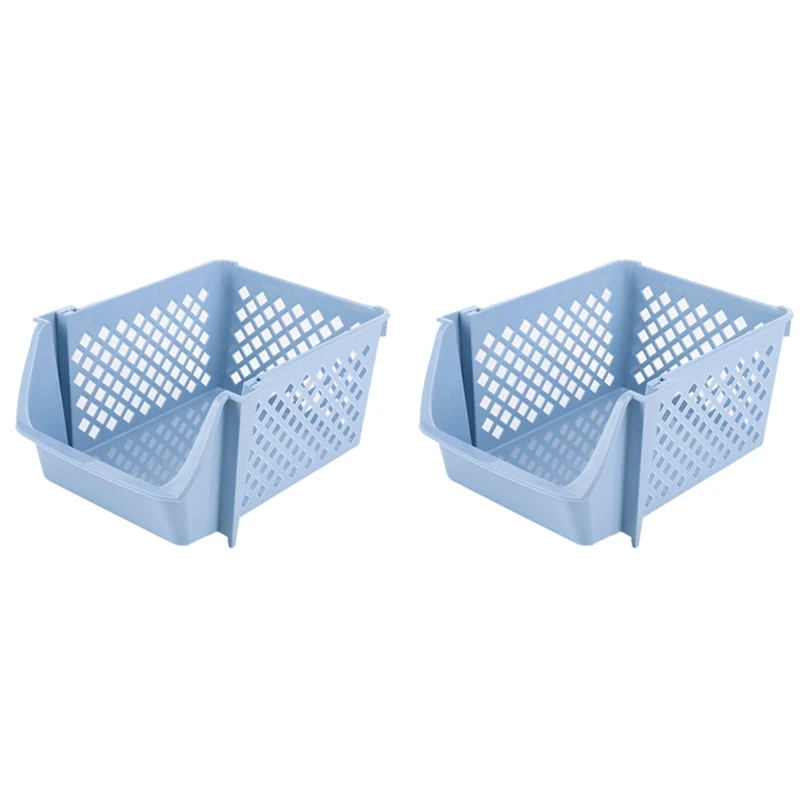 

2X Stackable Kitchen Vegetable And Fruit Storage Basket Organizer For Food Snacks Toys Toiletries Plastic Storage Bins