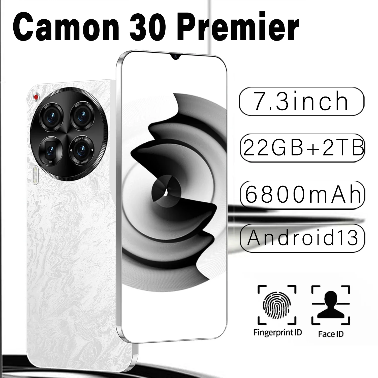 Camon 30 Premier Smartphone Android, Versão Global, Qualcomm 888, 22 GB + 2TB, 6800mAh, 50 + 108MP, 4G, Celular 5G, Celular