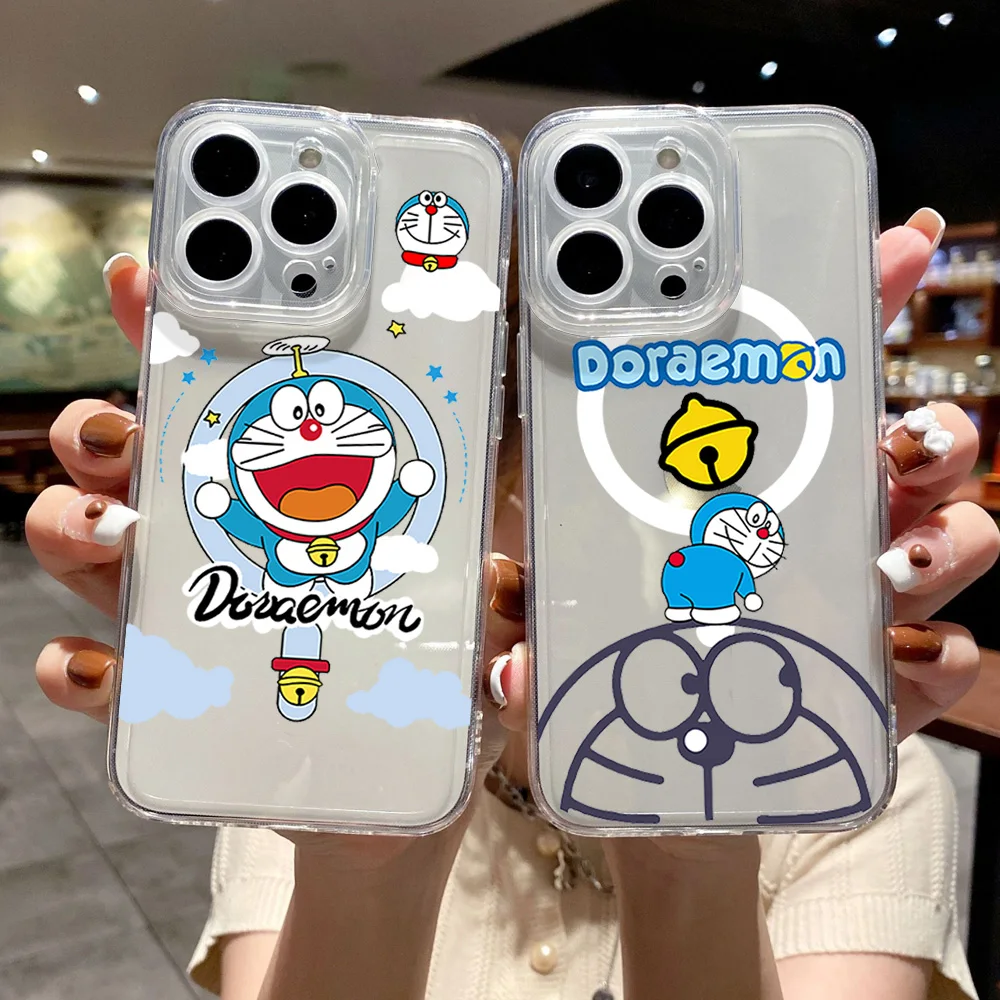 MINISO Anime Cute D-DoraemonS Phone Case for iPhone 12 11 13 14 15 16 Max Pro Plus Magsafe Magnetic Wireless Cover