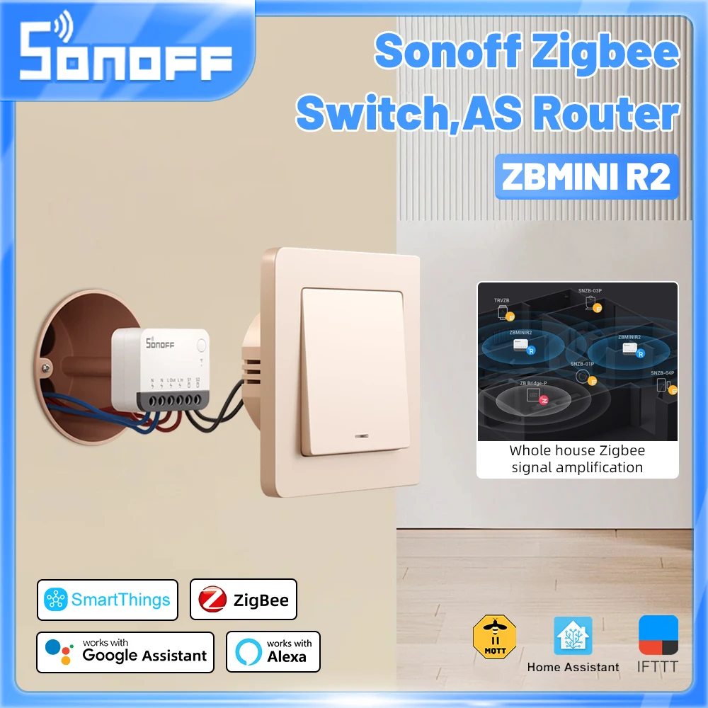 

НОВЫЙ SONOFF ZBMINIR2/ZBMINIL2 Smart Zigbee Switch, двустороннее управление с/без нейтрального Alexa Home Assistant Alice Smartthings Hub