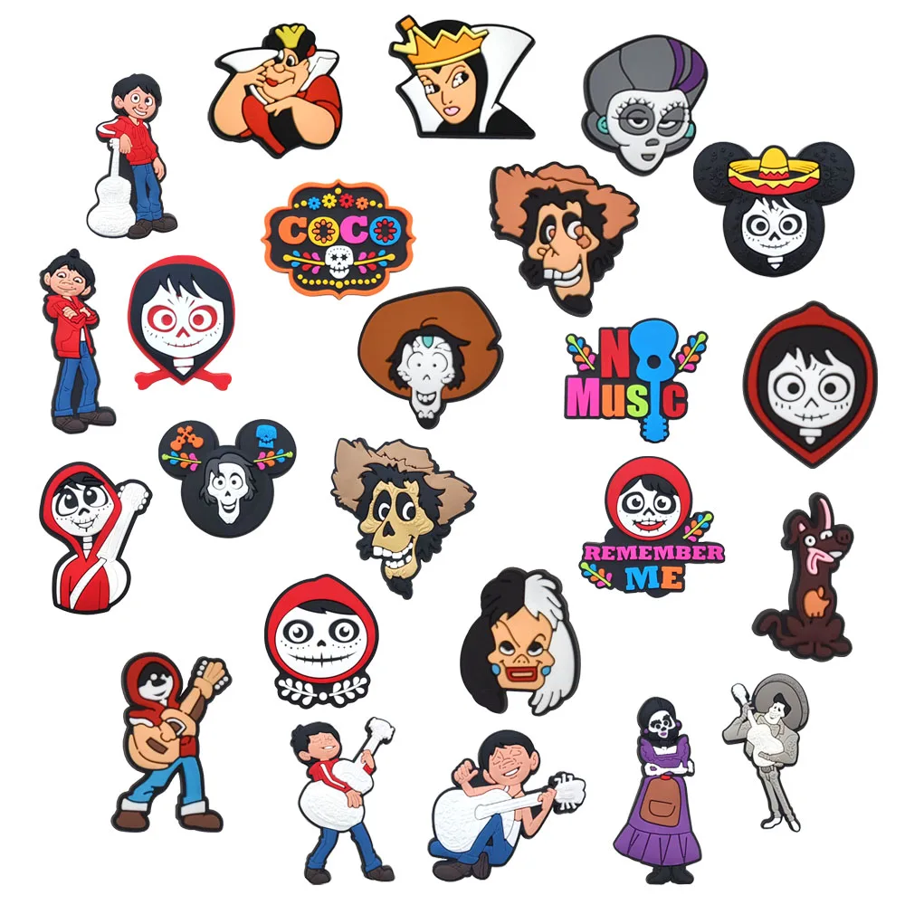 1-24Pcs NEW Cartoon Coco Series PVC shoe Accessories DIY Multiple choice Detachable Waterproof PVC Shoe Decorations Kids Giftsts