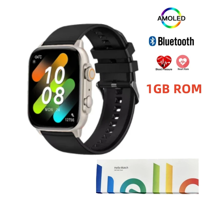 2025 Hello Watch 3 Plus ساعة ذكية AMOLED NFC بوصلة دائما على عرض الموسيقى المحلية بلوتوث دعوة 49 مللي متر الرجال النساء Smartwatch