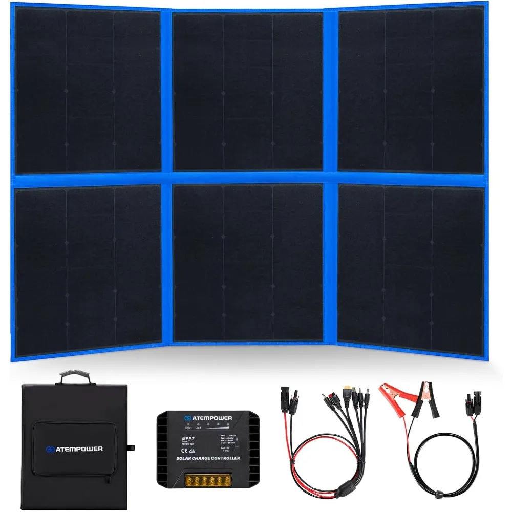 

POWER 200W Portable Solar Panel, Foldable Solar Panel HPBC Chip, 20A MPPT Charger Controller 5V USB Output for 12/24V Batte