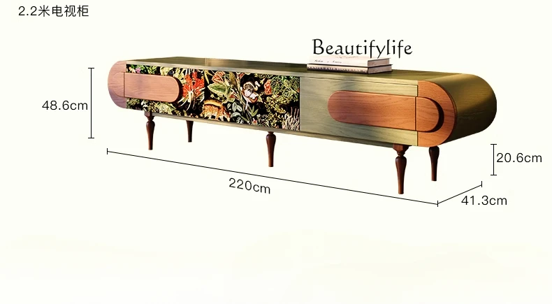 

Solid wood TV cabinet French retro floor-to-ceiling small apartment living room antique audio-visual cabinet