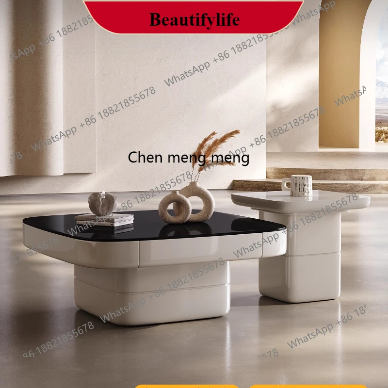 

G153 Italian minimalist living room size coffee table combination Nordic modern cream style coffee table