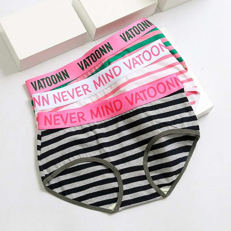 

Striped Women's Briefs Sexy Sports Underpants Cotton Plus Size Lingerie Breathable Seamless Underwears Ropa Interior Intimates