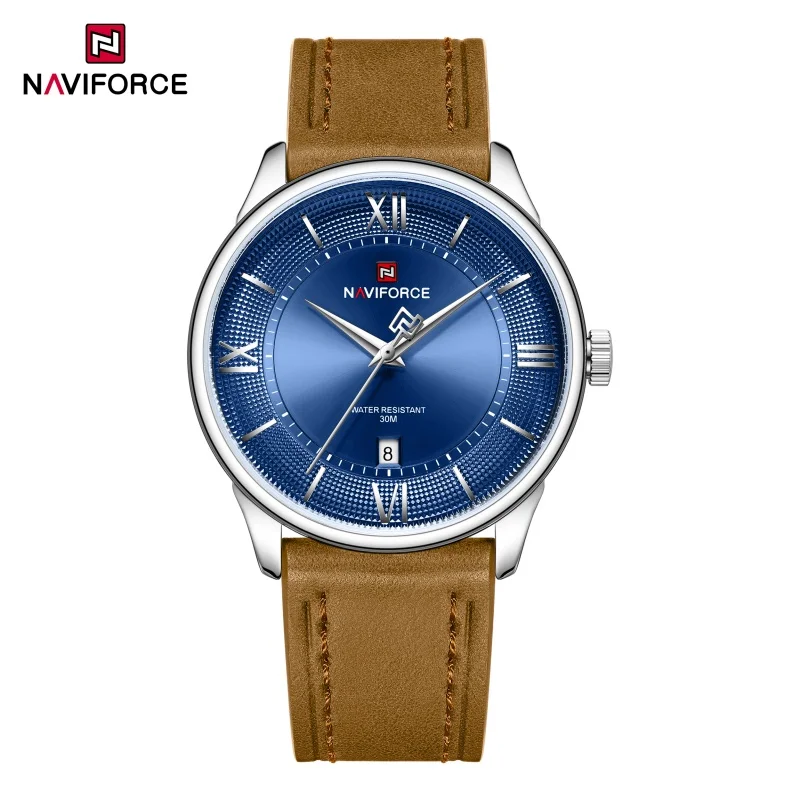 

NAVIFORCE Men's Watch 42mm Casual Business Quartz Watch Waterproof Genuine Leather Strap Classic Wristwatch Quartz Watch NF9272