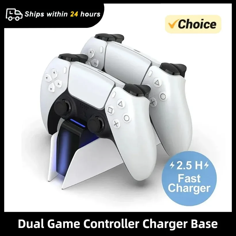 

Touch Light Charging Station Dual Game Controller Charger Base for Sony PS5 PlayStation 5 Type C Fast Wireless Charging Station