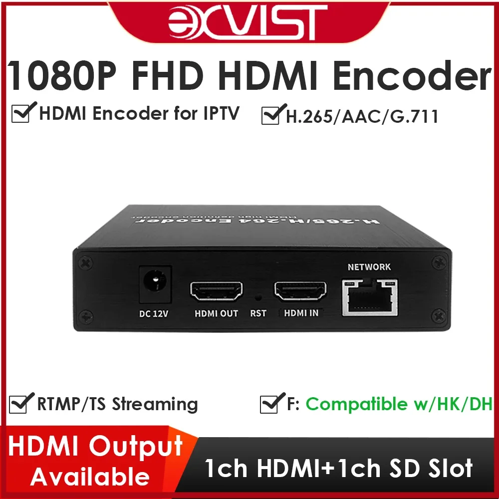 

H.265 1080P Video Encoder for Live Streaming W/Storage HDMI Loopout RTMP RTSP SRT TS for IPTV/YouTube Facebook Encoder Streaming