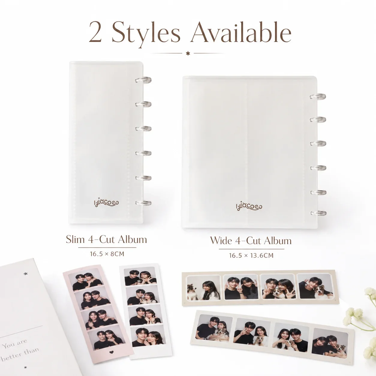 Ins Korean 4-Slot Mushroom Button Album, Strip Photo Card Binder, ID Photo Storage Book for Kpop Fans