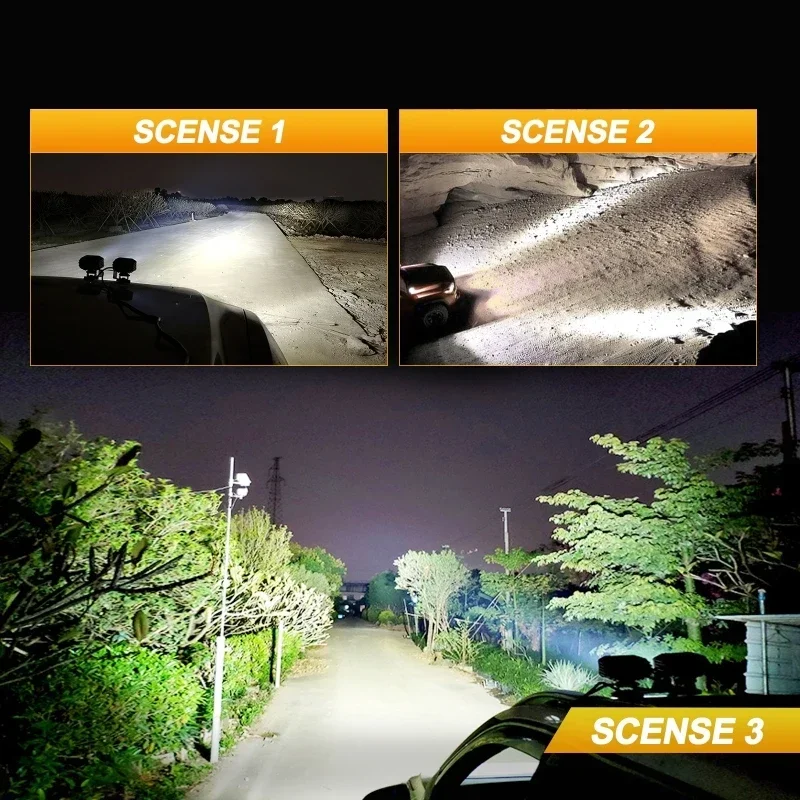 AUXBEAM 4 Inch LED Spot/ Flood Beam Driving Fog Lamp with Wiring Harness 60W Work Lighs for Jeep Wrangler Truck Pickup SUV - Image 4