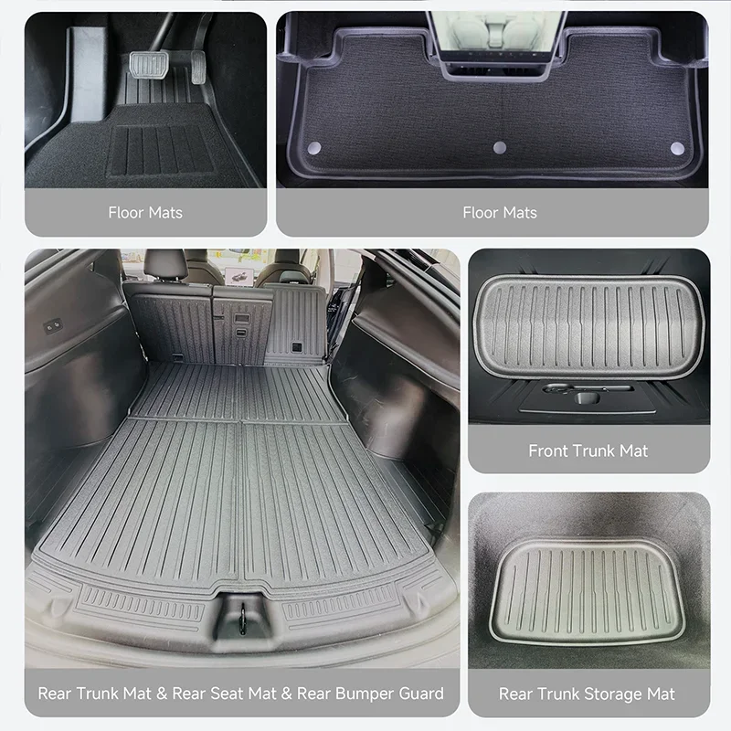 For Tesla Model Y Juniper Accessories 2025 2026 TPE Floor Mats Cargo Liner Waterproof Trunk Mat for Tesla Model Y Juniper 2026 썸네일 6
