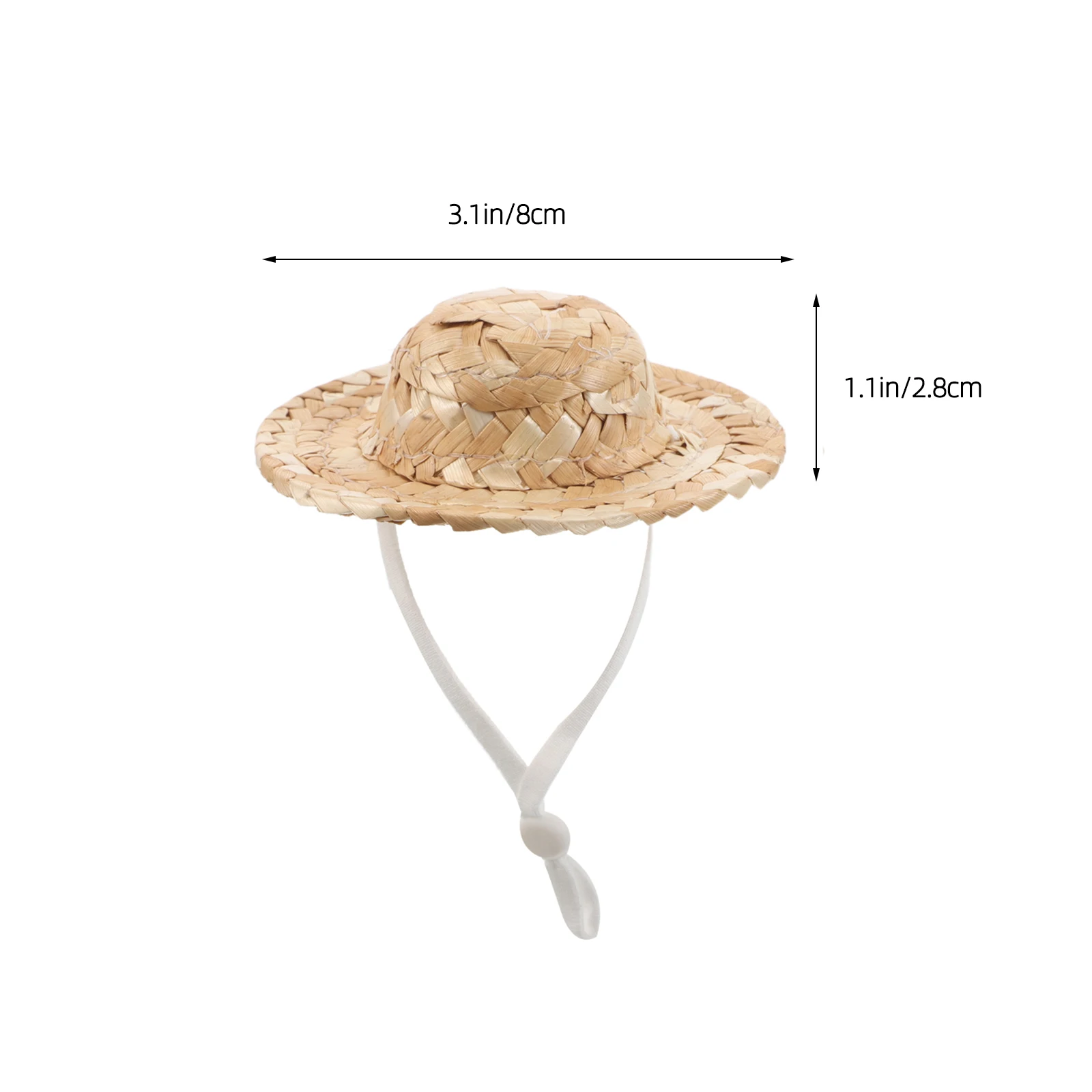 10Pcs Dollhouse Miniature Hats Hand Woven Straw Caps 8Cm Diameter DIY Tiny Craft Sombreros for Decorations Breathable Bamboo