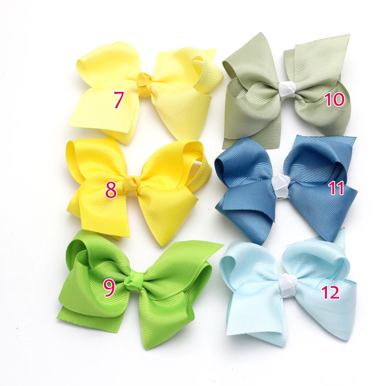 Cabelo Ribbon Bow para meninas, Acessórios para cabelo, Baby Headwear, Clipe de cabelo, Fita Bowknot Clip, Grosgrain Hairbow, Kids Hairpin, 10 pcs