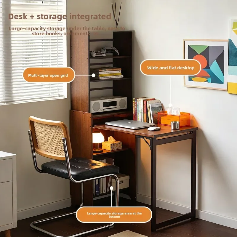 Multi-functional Folding desk Bookcase Integrated solid wood corner desk Household children's study table