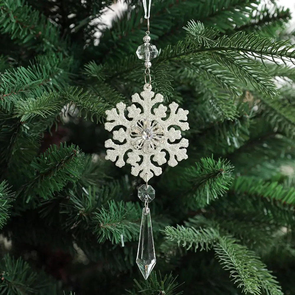 

3PCS Hangging Christmas Crystal Snowflake Pendant Party Supplies Transparent Xmas Ornament Photographic Props