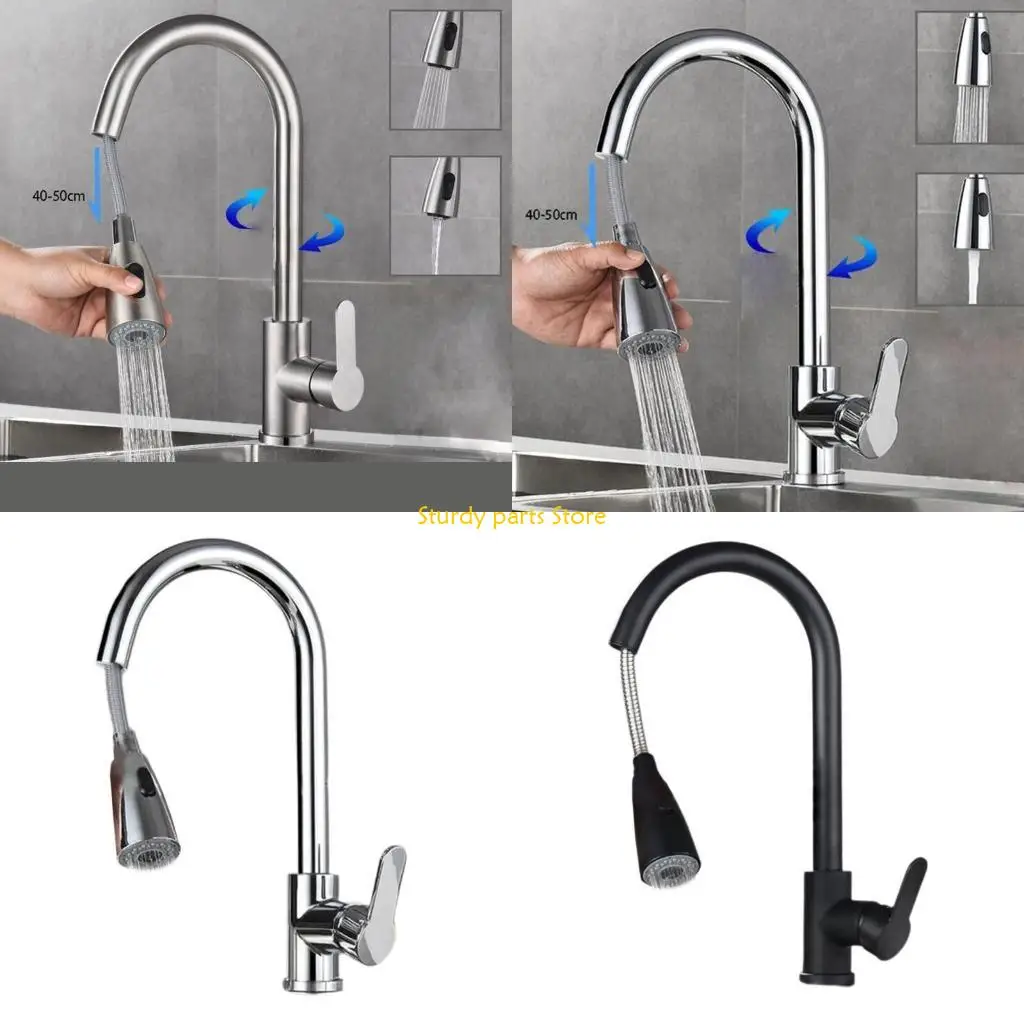 

97QC Steel Kitchen Faucet Pull Out Designs Kitchen Tap 360 Rotation for Easy Cleaning