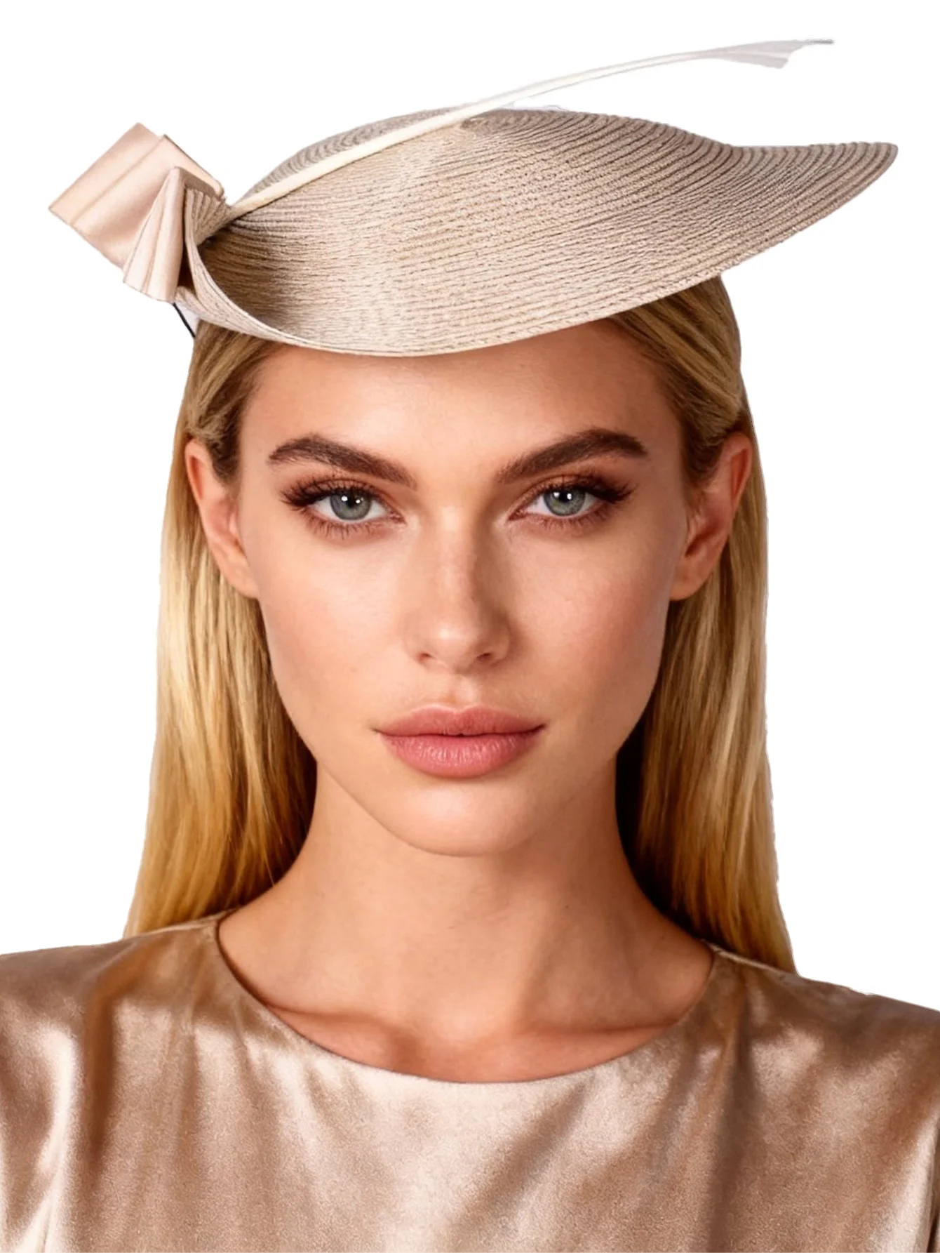 Elegant Black White Striped Wedding Fascinator Hat for Women Vintage Cupid Style with Feather for Cocktail Party Formal Church