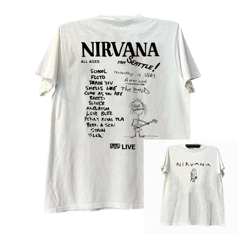 Nirvana Band T-Shirt für Männer und Frauen, Baumwolle, Grafikdruck, Kurzarm, Rundhals, Retro Streetwear, Graffiti-Tee, Sommer 2026, Bestseller – Detail 2