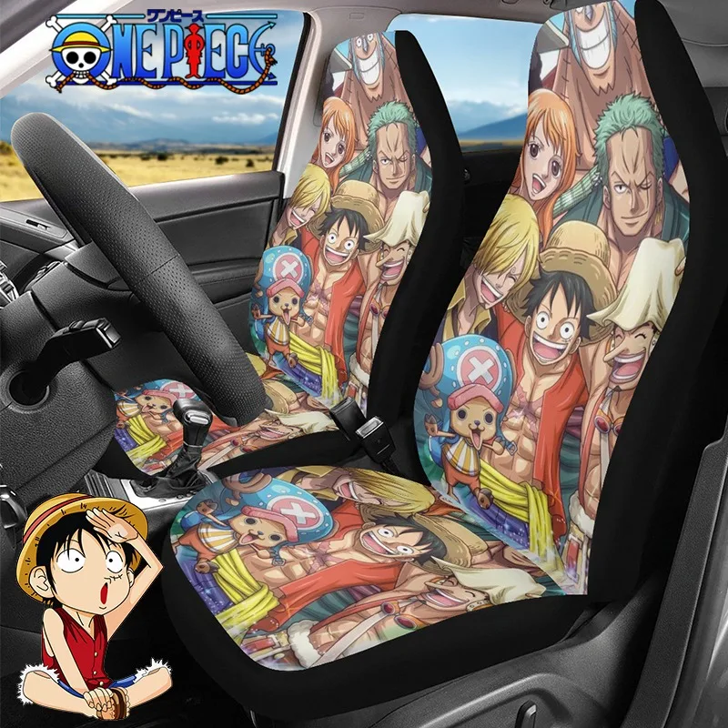 

2Pcs Anime One Piece Luffy Universal Seat Covers Cartoon Car Front Seat Protector Cover Automobiles Cushion Case Accessories