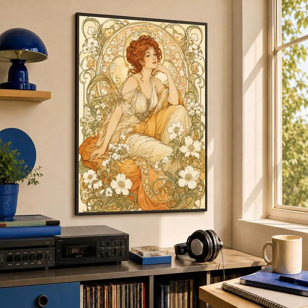Classic Artist Alphonse Mucha Poster HD PP Waterproof Wall Decor for Living Room Gift
