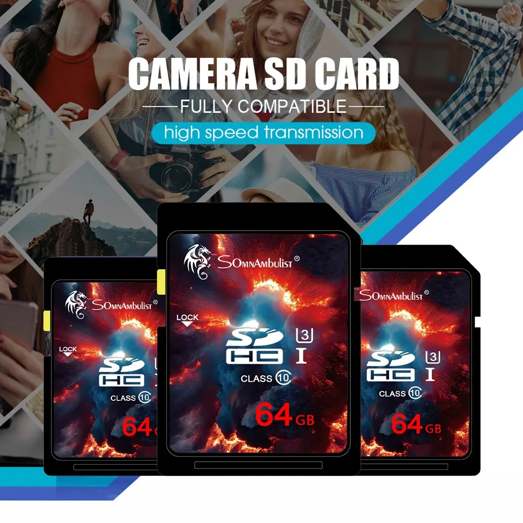 SomnAmbulist 64GB TF Card 64GB Memory Card Classe 10 3D 4K V30 Video High Speed Capacity Card for Camera