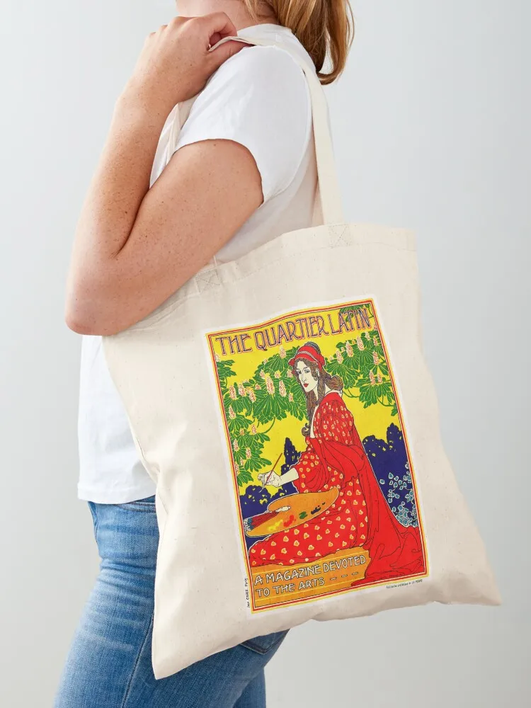 

QUARTIER LATIN : Vintage 1895 Magazine Advertising Print Tote Bag bags woman 2025 shopping trolley bag Woman shopper bag