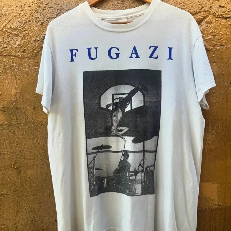 Camisa unisex de manga corta blanca de estilo clásico de la banda Fugazi Reimpresión