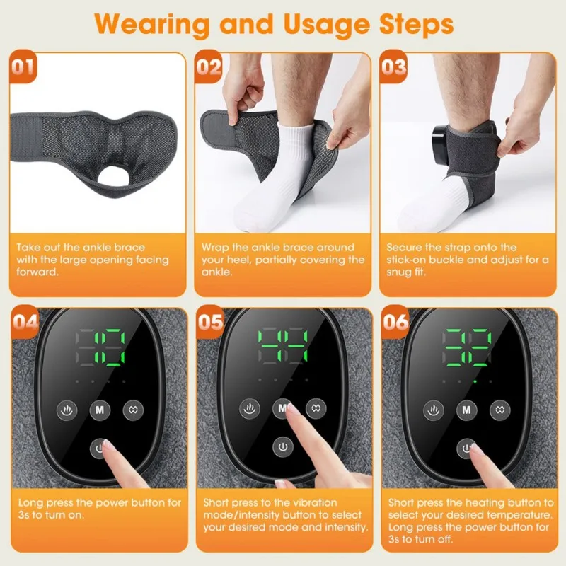 

【PARTY】Греющий массажер для ног для снятия боли, греющий бандаж для голеностопа с 4 уровнями нагрева для мужчин и женщин