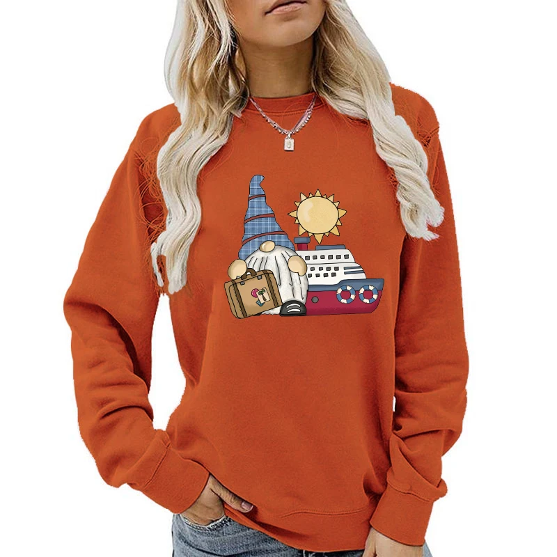 (Qualità A +) nuova moda donna uomo Casual top divertente Cruise Gnome stampato manica lunga tinta unita top larghi felpe con cappuccio cappotto