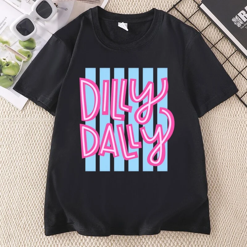 Dilly Dally Graphic Tee Funny Cute Saying T-Shirt Women Cotton Trendy Short Sleeve Printed Summer T Shirt Round Neck Woman