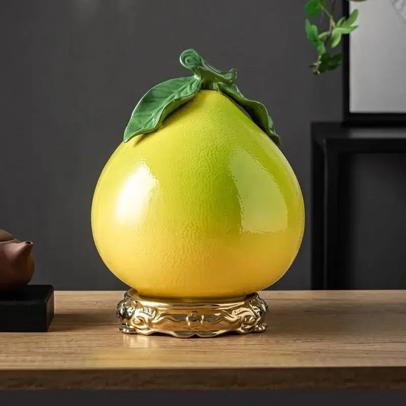 Ceramic Storage Jars Desktop Storage Container Tea Canister Artificial Pomelo Orange Fruit Storage Tank Home Decoration