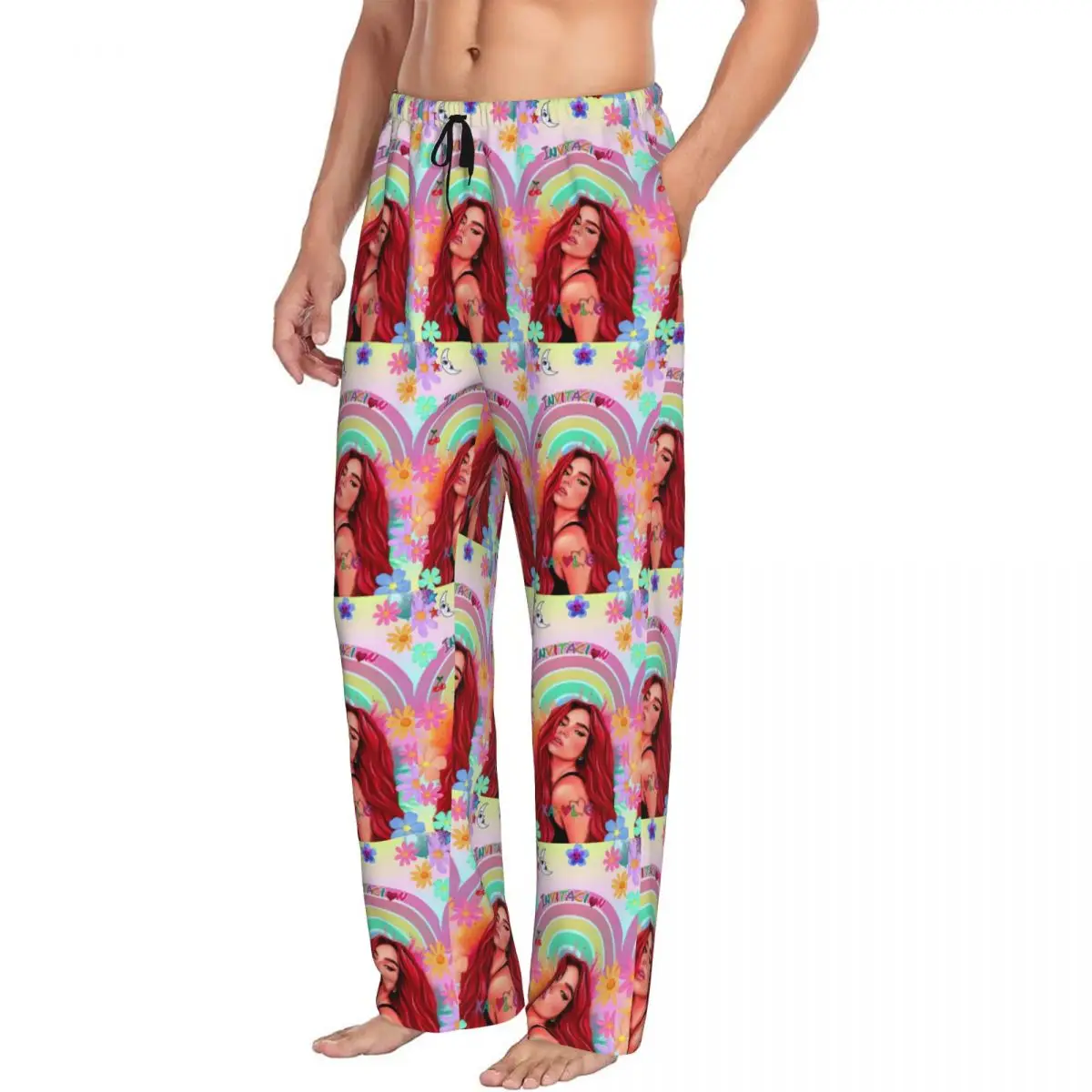 مخصص مطبوعة المغني كارول جي بيجامة السراويل الرجال النوم ملابس خاصة قيعان مع جيوب