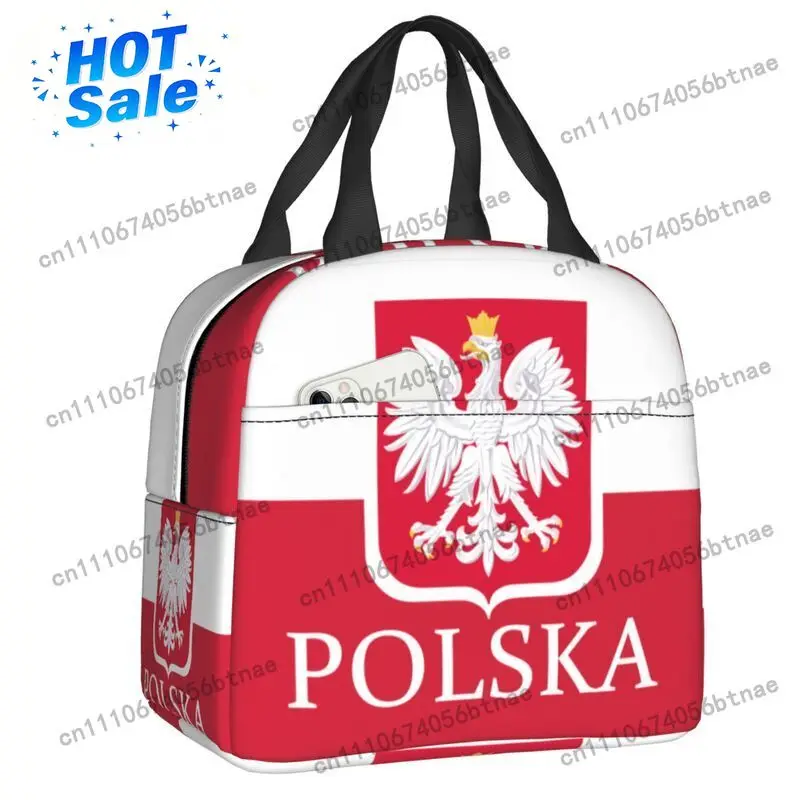 Custom Polska Polish Flag Lunch Bag Men Women Poland Flag Cooler Thermal Insulated Lunch Boxes for Adult Office
