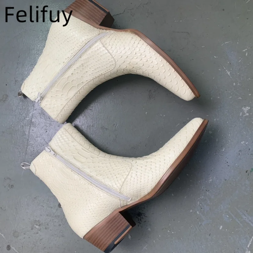 

Autumn Real Leather Men Ankle Boots Outdoor Spring Mens Casual Shoes snakeskin Male Low Heel Ankle Boots Classic Handmade Boots