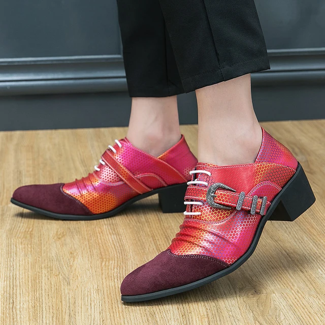 Designer Luxury Red High Heels For Men Wedding Elegant Man Dress Shoes Pointed Toe Leather Formal High Shoes Men sapato social AliExpress