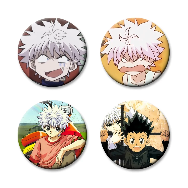 GON FREECSS Killua Zoldyck Kurapika Brooch Anime Hunter X Hunter Badge Round Exquisite Cartoon Pin for Backpack Accessories Gift