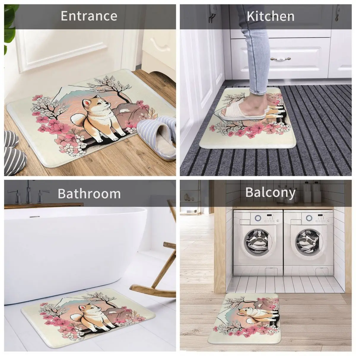 Bath Non-Slip Carpet Edgy Shiba Inu With Japanese Art Style Bedroom Mat Entrance Door Doormat Floor Decor Rug