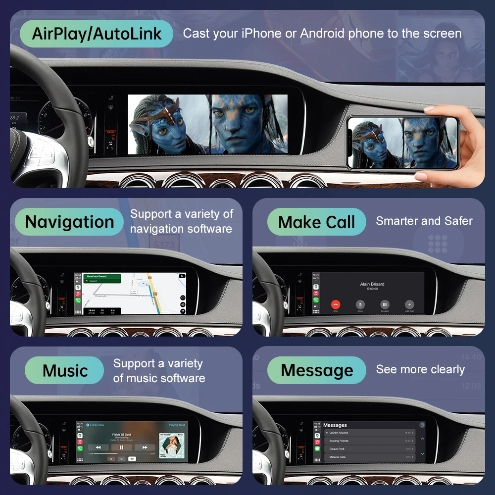 CarPlay sem fio para Mercedes Benz, Classe S, W222, 2014-2018, NTG5.0, andróide, Auto Link Mirror, AirPlay, Câmera USB, Jogo de carro