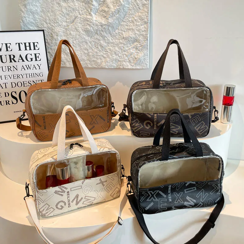 2026 New Women's Handbag Fashion High Quality PVC Transparent Makeup Bag Classic Versatile Large Capacity Outward Crossbody Bag