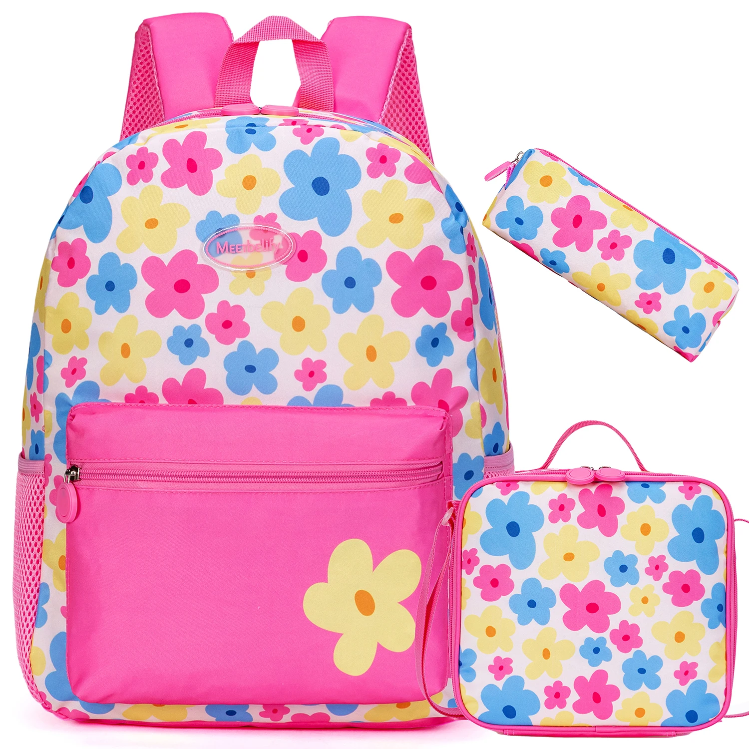 Backpacks for Girls School Backpack with Lunch Box Pencil Case Kids Canvas Travel Bag for Elementary Student