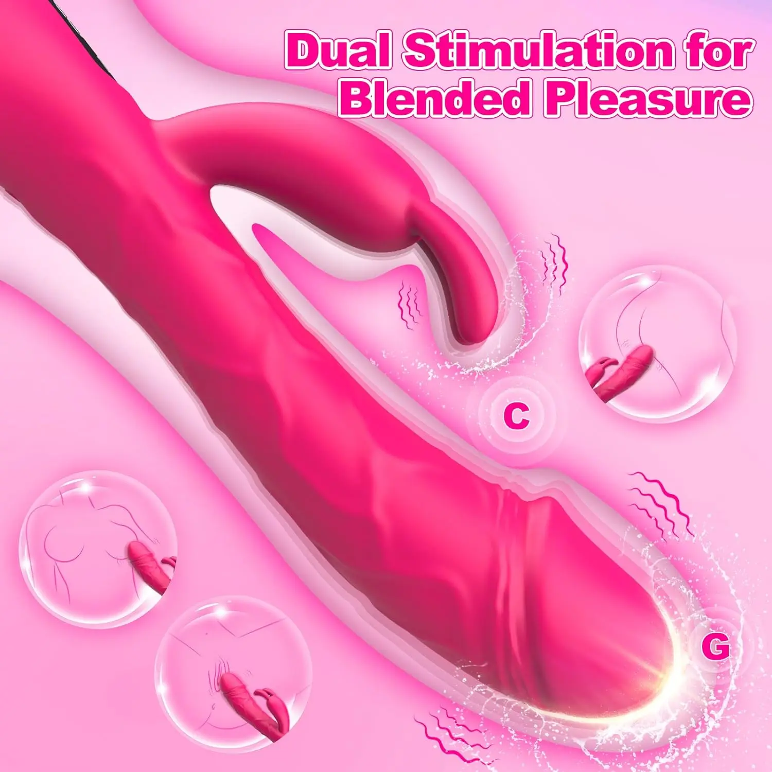 Female lcd display rabbit ear vibrator clitoris nipple gspot tease dildo stimulator vagina masturbator sex toys for women couple